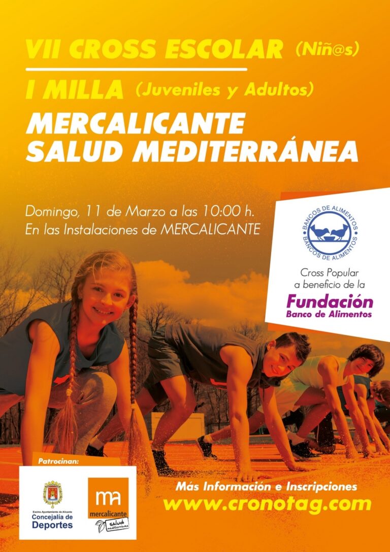 Alacant celebra el VII Cross Escolar Solidari i la I Milla «Mercalacant Salut Mediterrània»